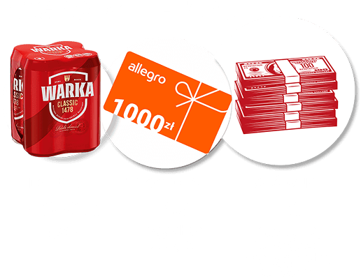 Nagrody II etapu - Dzienne: 4000x 4pak, Tygodnia: 4x voucher allegro, Główna: 1x 15000zł na wyjazd z przyjaciółmi od Warki